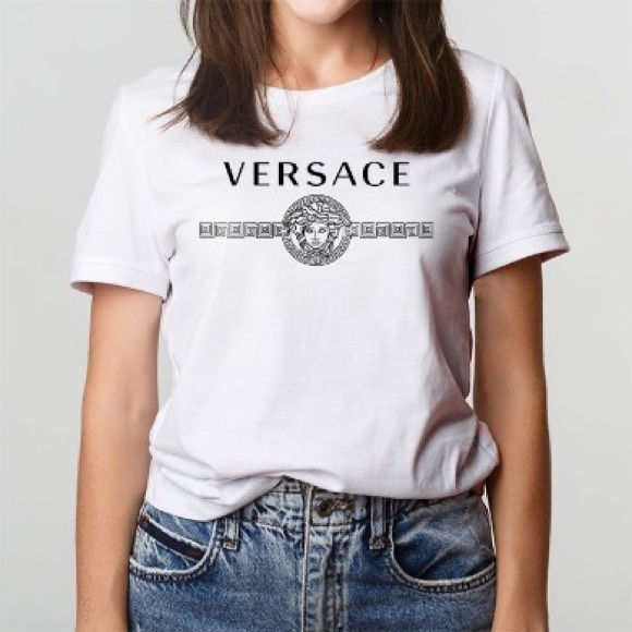 NWT - Versace Style White La Greca Logo T-shirt - Unisex - Picture 3 of 5